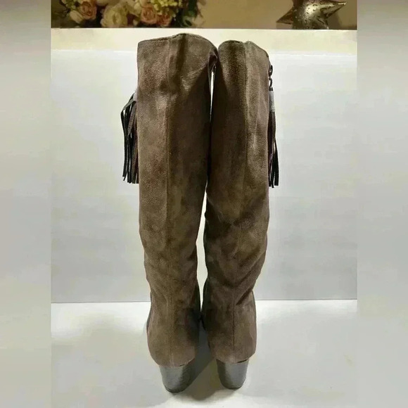 NIB!Natural Breeze-Faux Suede Perforated Chunky Heel Tassel Boots Size 9 - Picture 7 of 12